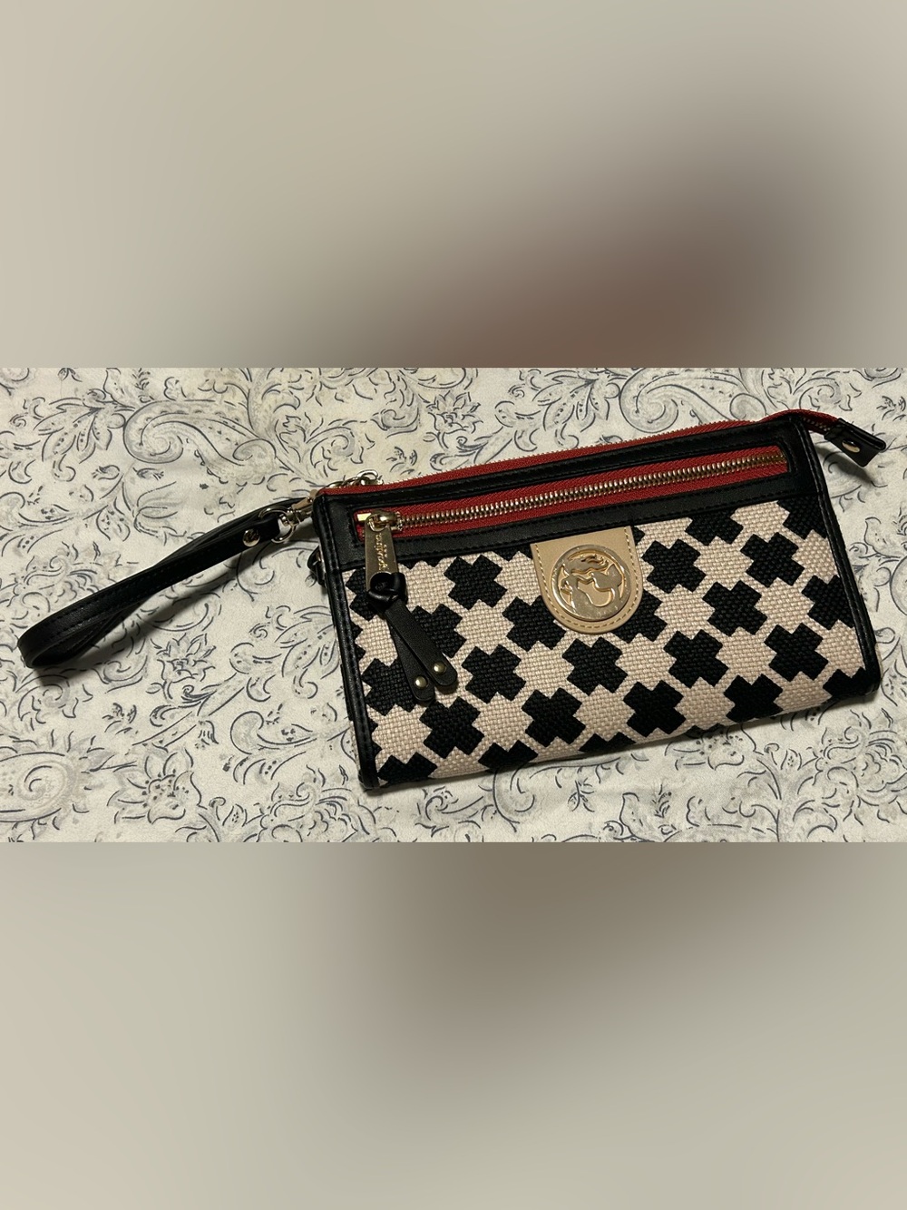 Spartina 449 Callahan Geometric Linen & Leather Wristlet Wallet